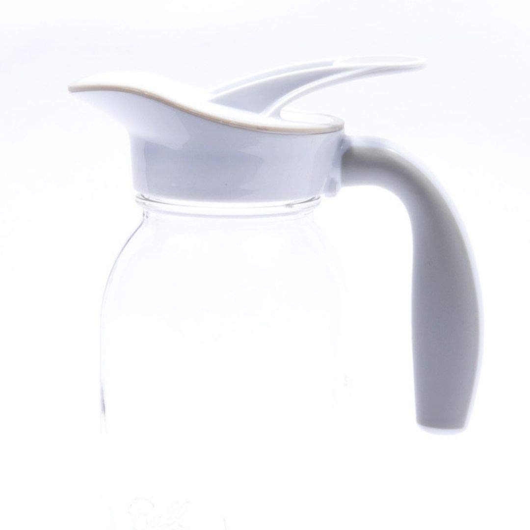 Ergo Spout mason jar pitcher mason jar pour spout lid pancake maple syrup dispenser salad dressing dispenser (REGULAR MOUTH White)