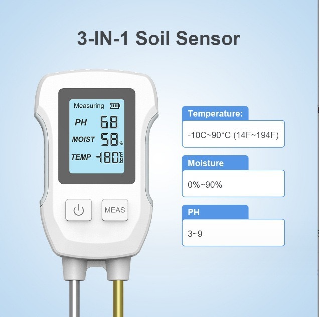 3-in-1 Digital Soil Tester with LCD Display for Gardening