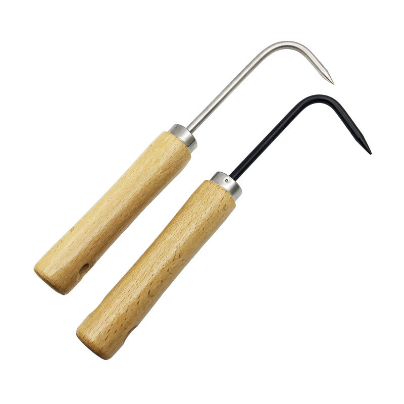 Wood Handle Single-Prong Root Hook for Gardening Tools